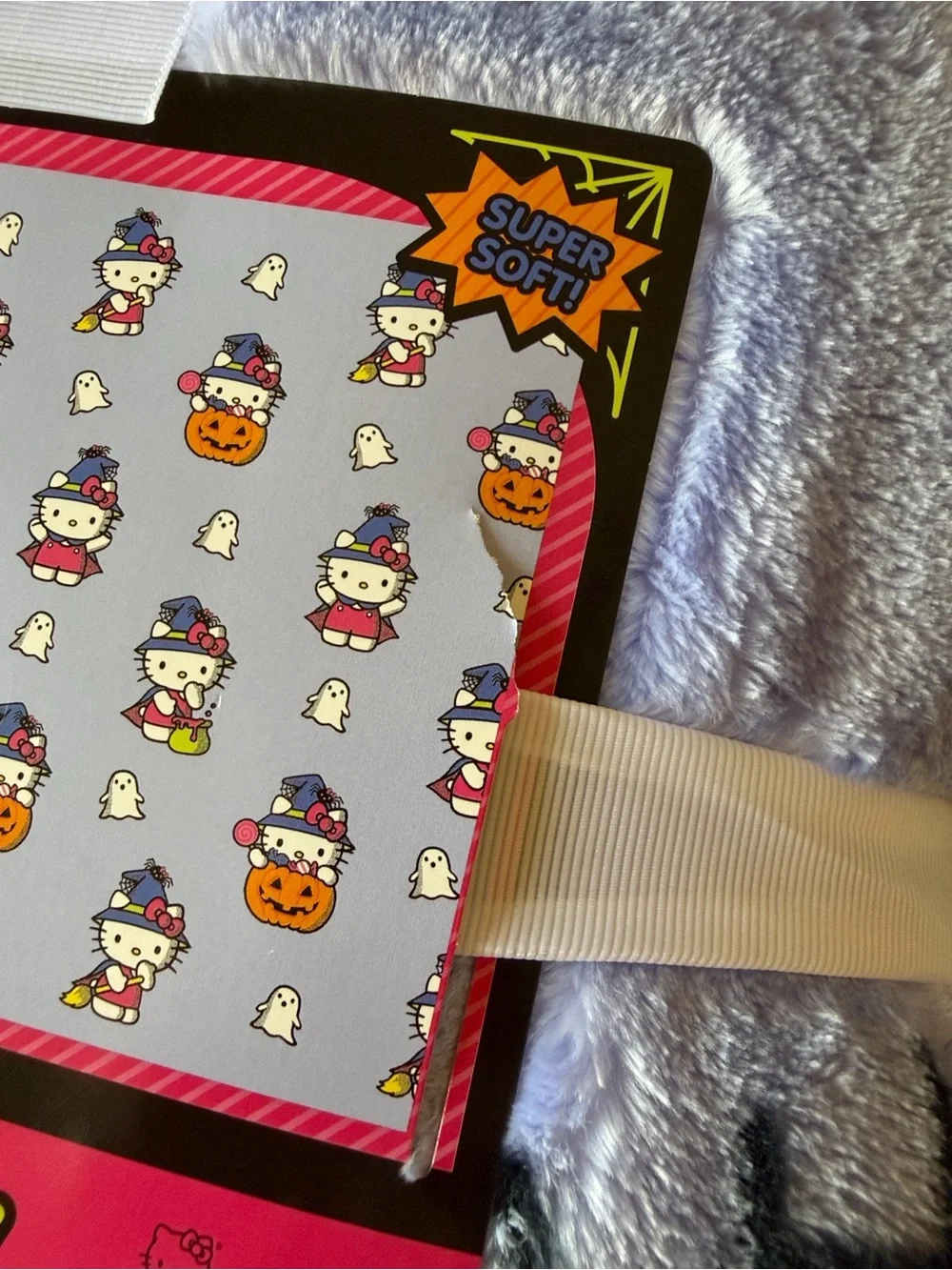 Hello Kitty Lavender Halloween Throw Blanket with Pumpkins & Ghosts